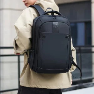 Customized Large Capacity Waterproof Men’s Laptop Backpack with Air Cushion Belt for Office Travel Durable Business Daily Use