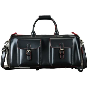 Customized Large-sized Travel Bag, Top Layer of Genuine Leather Handbag with Wheels, Luggage Bag That Can Hold Suitcases