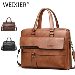 Customized Logo Casual Business Office Travel Handbag Briefcase, Large Capacity, Multi Compartment, PU Leather, Shoulder Men’s Bag