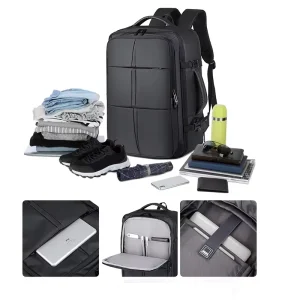 Customized Logo Fashion Oxford Cloth Multi Functional Fully Open Computer Backpack Large Capacity Work Travel Men’s Backpack