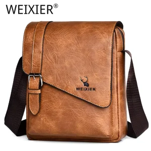 Customized Logo Fashionable Multi Pocket PU Leather Durable Handbag Business Office Portable Large Capacity Men’s Crossbody Bag
