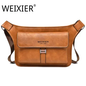 Customized Logo Fashionable Multifunctional PU Leather Crossbody Bag Essential Business Large Capacity Shoulder Bag Men’s Bag