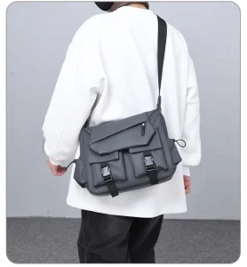 Customized Logo Men’s Messenger Bag Workwear Style Large Capacity Shoulder Bag With Multiple Pockets