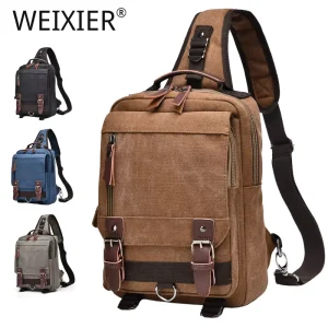 Customized Logo Men’s Retro Shoulder Bag with USB Multi Pocket Durable Office Portable Large Capacity Chest Bag
