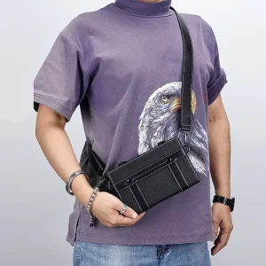 Customized Logo Waterproof Men’s Messenger Crossbody Sling Bags PU Leather Anti-Theft Durable Business Office Designer