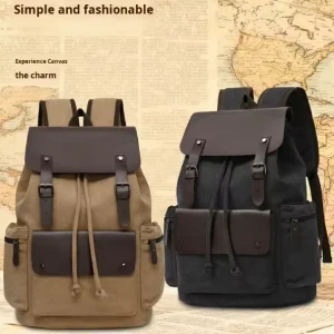 Customized Logo Waterproof Vintage Style Backpack Outdoor Travel Hiking Casual Daily Use Bag Men’s Canvas Backpack