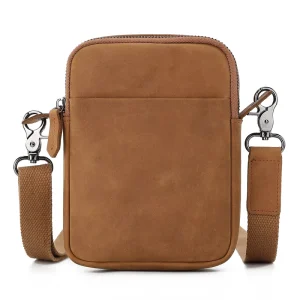 Customized Men’s Genuine Leather Waist Bag Mad Horse Skin Shoulder Crossbody Bag Multi Functional Outdoor Leather Phone Bag