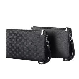 Customized Men’s Handbag Genuine Leather Business Briefcase Black Cowhide for Holding Mobile Phones