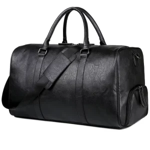 Customized Men’s Mature Portable Sports Fitness Duffel Bag PU Leather Luxury Bucket Outdoor Waterproof Travel Bag With Zipper
