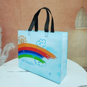 Customized PP Non-woven Fabric Material Rainbow Food Gift Bag Recyclable with Logo Non-woven Fabric Tote Bag