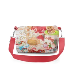 Customized Pillow-shaped Crossbody Bag with Jacquard Canvas and Cartoon Print Large Capacity Single Shoulder Bag