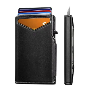Customized RFID Blocking Genuine Leather Men’s Wallet Minimalist Credit Card Holder Custom Logo Business Card
