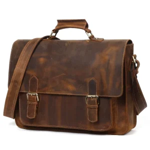 Customized Slim Leather Men’s Laptop Briefcase for Hand Use