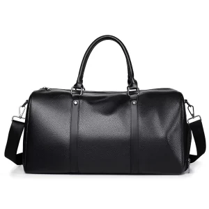 Customized Vegan Pebble Texture Leather Travel Weekender Overnight Duffel Bag Gym Sports Luggage Tote Duffle Bags for Men