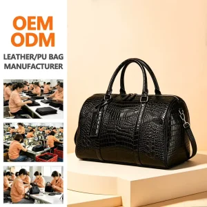 Customized logo Overnight Leisure Luxury Fitness Men’s Leather Fashion Luggage Bag Weekend Luggage Bag Gym Sports Travel Bag