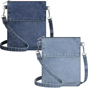 Cute Elegant Washed Denim Casual Tote Single Shoulder Satchel Multifunctional Zipper Jeans Shopping Beach Tote Bag