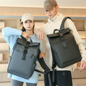 Denim Men’s Backpack 15.6 Inch Casual Business Laptop Bag Student School Bag Curved