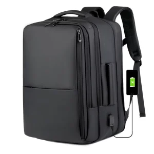 Denim Men’s Business Computer Backpack Office Worker Waterproof Multi function Student Schoolbag Polyester