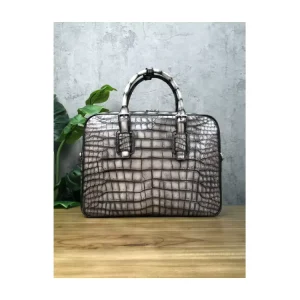 Designer Customized Men’s Genuine Crocodile Leather Skin Laptop Briefcase Bag