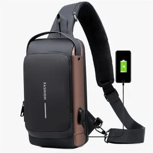 Designer Fashion Anti Theft Nylon School Bag Men’s Crossbody Shoulder Bag Sling Chest Bag with USB