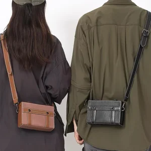 Designer Leather Men’s Crossbody Bag Minimalist Style Small Leather Shoulder Bag for Men