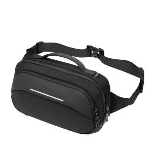 Designer Men’s Fanny Pack Running Sport Sling Bag Waterproof Anti Theft Nylon Zipper Large Size Chest Bag 8 Inch Laptop Capacity