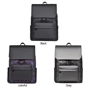 Diamond Pattern Men’s Large Capacity Backpack Fashionable College Student School Travel Bag Polyester for Office Laptop