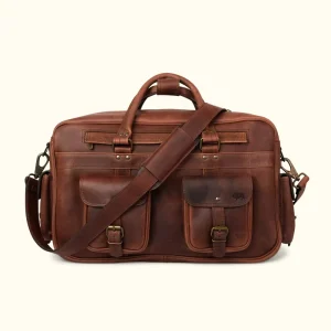 Distressed Buffalo Leather Pilot Bag Doctor Style Messenger Bag Dual Front Flap Pocket Antique Metal Hardware For Lawyer Office