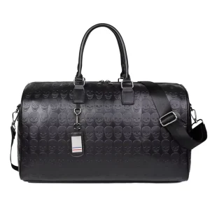 Duffle Bag Luxury Skull Embossed PU Leather Weekender Bag Large Capacity Waterproof Fashion Men With Shoulder Strap Travel Bag