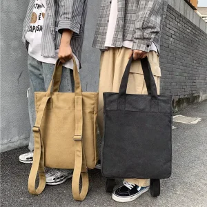 Durable 12oz Cotton Canvas Backpack Bag Multi Function Women and Men’s Trendy Tote Bags