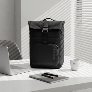 Durable 15.6 inch Men’s Polyester Laptop Backpack Zipper Secure Laptop Sleeve Compartment 25 Litre Capacity Business Backpack