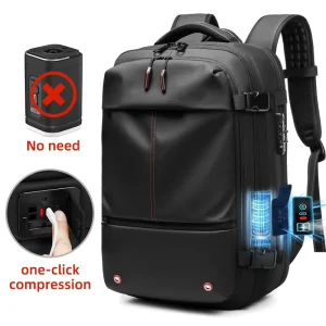 Durable Business Travel Backpack Bag with One Click Vacuum Compression TSA Approved Lock Back Anti Theft Men’s Laptop Backpack
