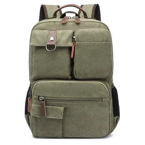 Durable Cotton Canvas Large Vintage Laptop Backpack Fashion Men’s Women’s Travel Bookbags Zipper Anti Theft for Summer Use