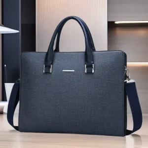 Durable Cross-Border Large Capacity Business Men’s PU Laptop Briefcase with Single Shoulder Crossbody Strap