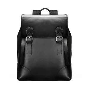 Durable Genuine Leather Men’s Backpack with USB Port Portable Laptop Bag for Daily Use 40-50L Capacity Anti-Theft