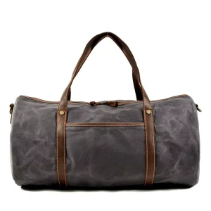 Durable Leather Vintage Waterproof Duffle Bags for Men Zipper Closure Adjustable Strap Portable Outdoor Travel Bag