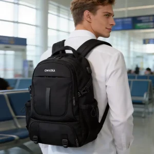 Durable Men’s Business Bag Nylon 17 Inch Large Capacity Water-resistant Fashion Laptop Backpack