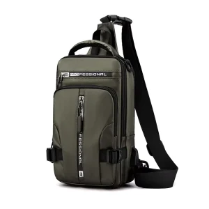 Durable Men’s Chest Bag Custom Logo for Outdoor Travel Waterproof Nylon with USB Anti Theft Zipper Closure