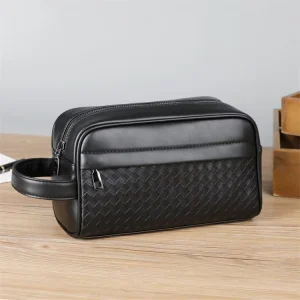 Durable Men’s Clutch Bag Premium Woven Texture Men’s PU Leather Handbag Sacs