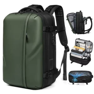 Durable Waterproof Laptop Backpack for Men with One-Click Vacuum Compression TSA Lock USB Port Fits 17 Laptop Men’s Bag