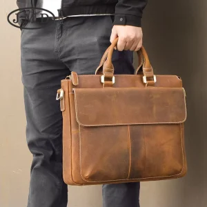 European American Genuine Leather Men’s Bag Business Crossbody Handbag Top Layer Cowhide Waterproof Sewing Soft Bag