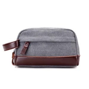 European American Retro Men’s Canvas Handbag Clutch Coin Key Contrast Color Durable Small Leisure Travel Bag