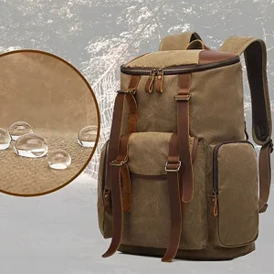 European American Retro Oil Wax Canvas Backpack Vintage Design Outdoor Hiking Travel Students’ School Bag Men’s Style
