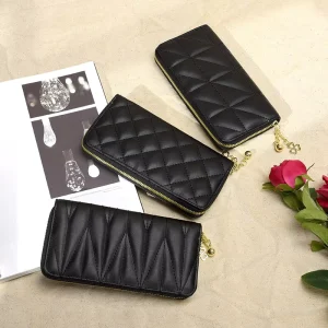 European American Retro PU Large Capacity Zipper Wallet for Ladies Fashionable Handheld Mobile Phone Coin Purse Men’s Handbags