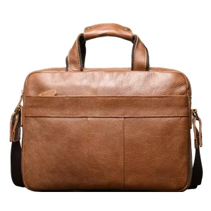 Executive Style Vintage Genuine Leather Briefcase, Multifunctional Laptop Business Handbag
