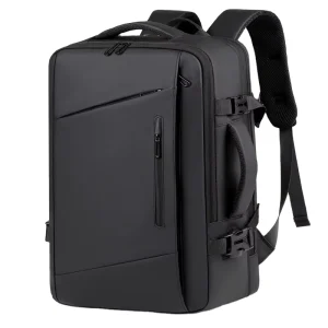 Expandable Men’s Business Backpack 15.6 Inch Laptop Bag Waterproof Travel USB Charging Port Nylon Polyester Lightweight Work