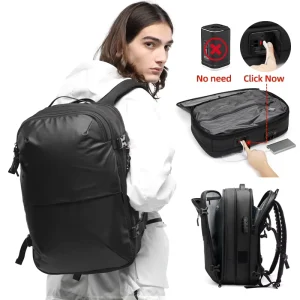 Expandable Vacuum Oxford Cloth Fabric Backpack with TSA Lock & Laptop Pocket Men’s Travel Backpack