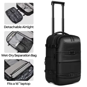 Expandable Vacuum Trolley Backpack for Business Travel Detachable Airtight Bag TSA Lock Waterproof Men’s Travel Backpack