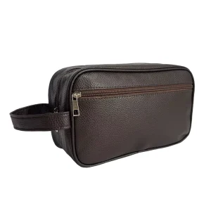 Extra Large Capacity Business PU Leather Wash Bag Men Leather Travel Makeup Bag Waterproof Men’s Toiletry Bag