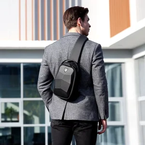 FENRUIEN Men’s Korean Style Sling Bags Minimalist Business Waterproof Sport Crossbody Bags Men Bag with USB Charging
